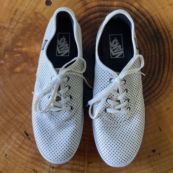 VANS OFF THE WALL Cream and Dark Gray Polka Dot Tennis Shoes Sneakers Sz 9 - Picture 2 of 13